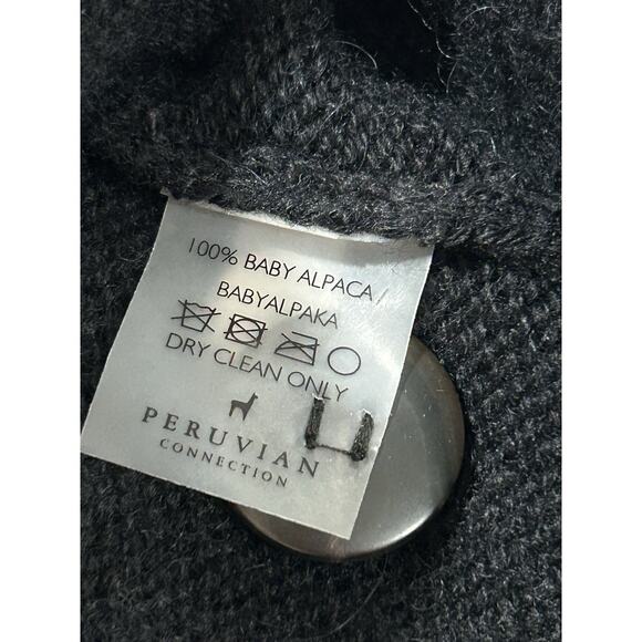 Peruvian Connection Women’s M Baby Alpaca Black Cardigan Sweater Coat Soft Fuzzy - Picture 5 of 6